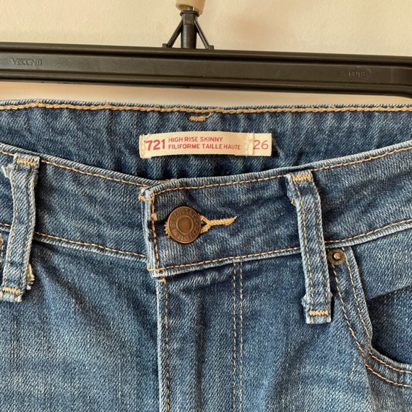 Levi's 721 High Rise Skinny Blue Jeans Sz 26 - Picture 6 of 7